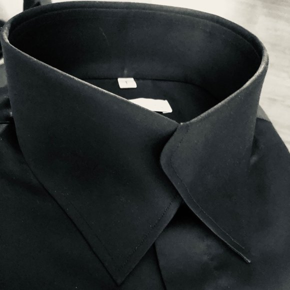 MorCouture Black Swerve Collar Shirt